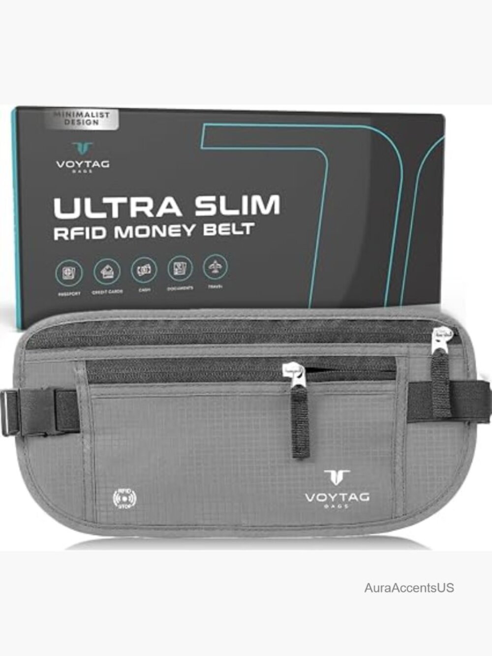 RFID Blocking Travel Money Belt & Passport Holder Slim Fanny Pack Secure Pouch